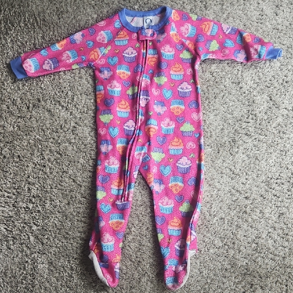 Gerber Pink and Blue Cupcake Print Kids Footie